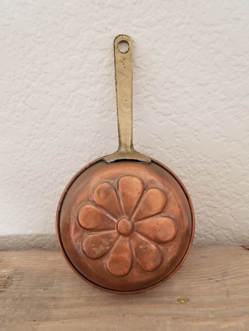 Vintage Copper Flower Pan Brass Handle